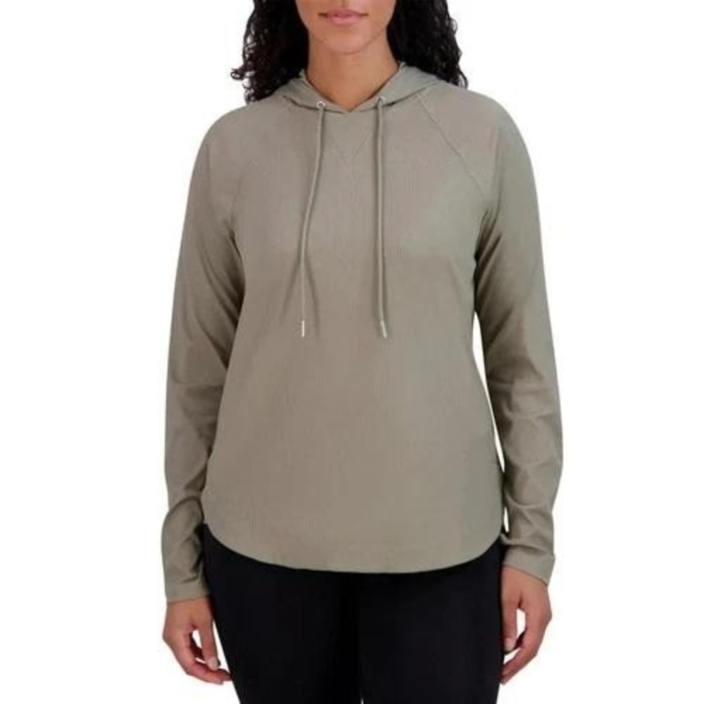 Sage Collective Womens Gray Ribbed Long Sleeve Hoodie Pullover Top Size S NEW - Picture 2 of 7